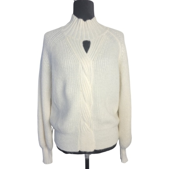 7 for all Mankind women ivory turtleneck oversized knit pullover size XS - Picture 1 of 10